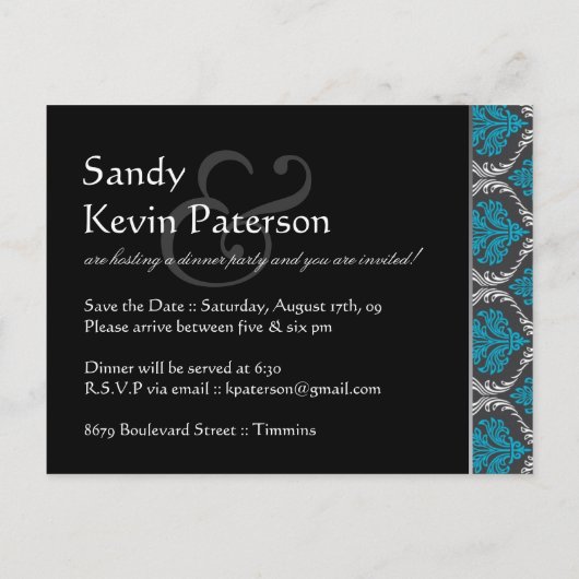 ディナーパーティの招待状 インビテーションポストカード (裏面)