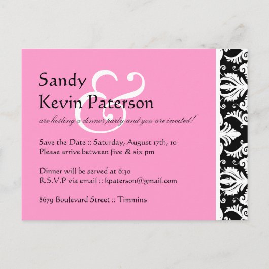 ディナーパーティの招待状 インビテーションポストカード (裏面)