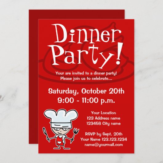 ディナーパーティの招待状 招待状 (正面/裏面)