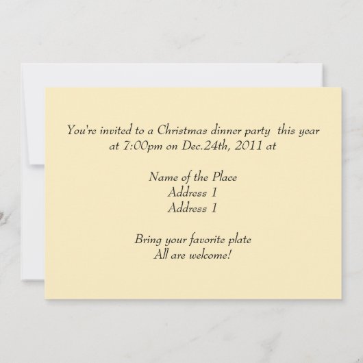 ディナーパーティの招待状。赤いケシの入った花瓶 招待状 (裏面)