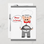 ディナーパーティーおもしろいChef Informal 招待状 (正面/裏面)