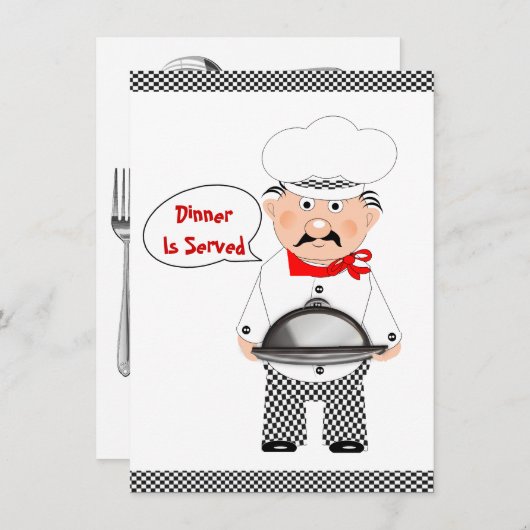 ディナーパーティーおもしろいChef Informal 招待状 (正面/裏面)