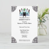 ディナーパーティーのカスタム招待状 招待状 (スタンド正面)