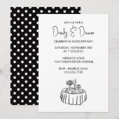 ディナーパーティーのシンプルでエレガントな招待状 招待状 (正面/裏面)