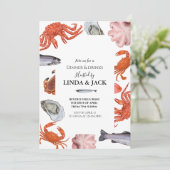 ディナーパーティーの招待状 海の幸をテーマに 招待状 (スタンド正面)