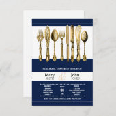 ディナーパーティーの金ゴールド 招待状 (正面/裏面)