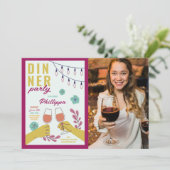 ディナーパーティーフレンズ誕生日ワインテイスティングフォト 招待状 (スタンド正面)