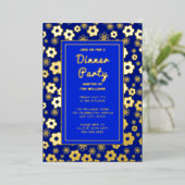 ディナーパーティーレトロおもしろいフラワーズお祝い 箔招待状 (立ち正面)