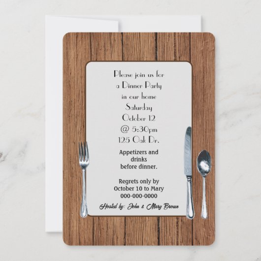 ディナーパーティー招待状オンオークウッド 招待状 (裏面)
