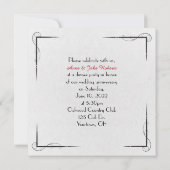 ディナーパーティー招待状オンブラックシルバーウェア 招待状 (裏面)