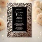 ディナーパーティー招待状ボタニカルブラックエレガントバラ 箔招待状