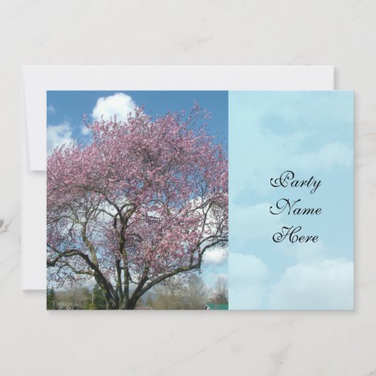 ディナーパーティー春さくらんぼ開花ツリー 招待状 (正面)