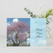ディナーパーティー春さくらんぼ開花ツリー 招待状 (スタンド正面)