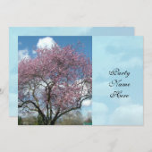 ディナーパーティー春さくらんぼ開花ツリー 招待状 (正面/裏面)