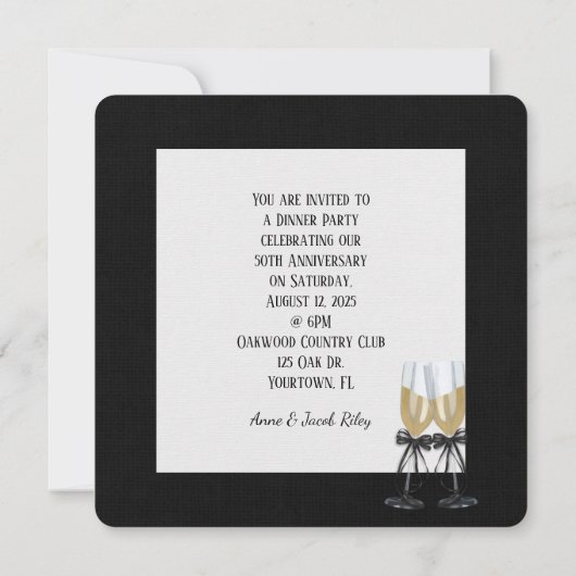 ディナーパーティー水玉模様招待状 招待状 (裏面)