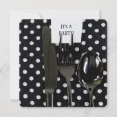 ディナーパーティー水玉模様招待状 招待状 (正面)