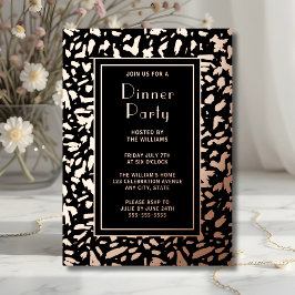 ディナーパーティー芸術的招待状ブラックエレガントバラ 箔招待状