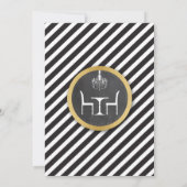 ディナーパーティー ストライプ ゴールド 誕生日 招待状 (裏面)