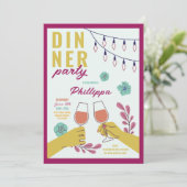 ディナーパーティー 友達 誕生日 ワインチェック ランチ 招待状 (スタンド正面)