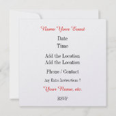 ディナーパーティー/特別な機会招待状- SRF 招待状 (裏面)