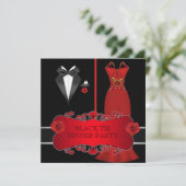 ディナーフォーマルパーティーホワイトブラックタイレッド2C 招待状 (スタンド正面)