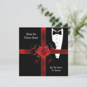 ディナーフォーマルパーティーレッドブラックタイ企業の招待状 招待状 (スタンド正面)