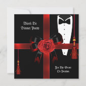 ディナーフォーマルパーティーレッドブラックタイ企業の招待状 招待状 (正面)