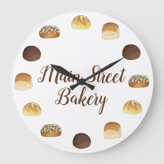 ディナーブレッド転がバンスベーカリーベーカーグルメ ラージ壁時計 (正面)