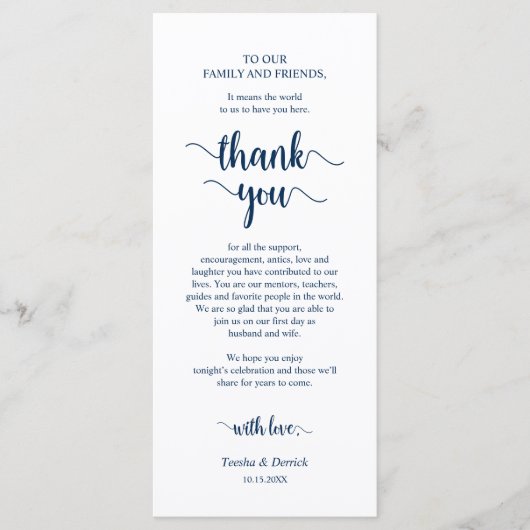 ディナープレイスセッティングサンキューネイビ素朴ーカード プログラム (正面)