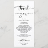 ディナープレイス設定ありがとう黒の台本カード プログラム (正面)