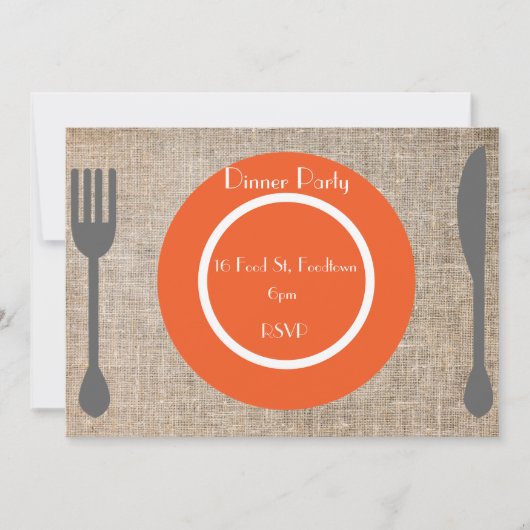 ディナープレートスタイリッシュディナーパーティー 招待状 (正面)