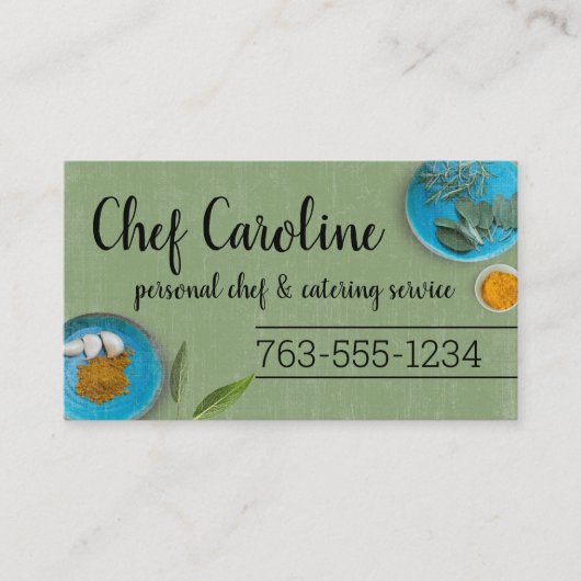 ディナープレートハーブは料理長のケータリング料理 名刺 (正面)