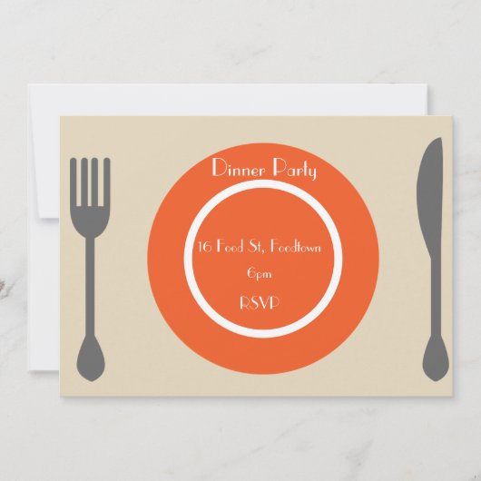 ディナープレートモダンディナーパーティー 招待状 (正面)