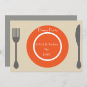 ディナープレートモダンディナーパーティー 招待状 (正面/裏面)