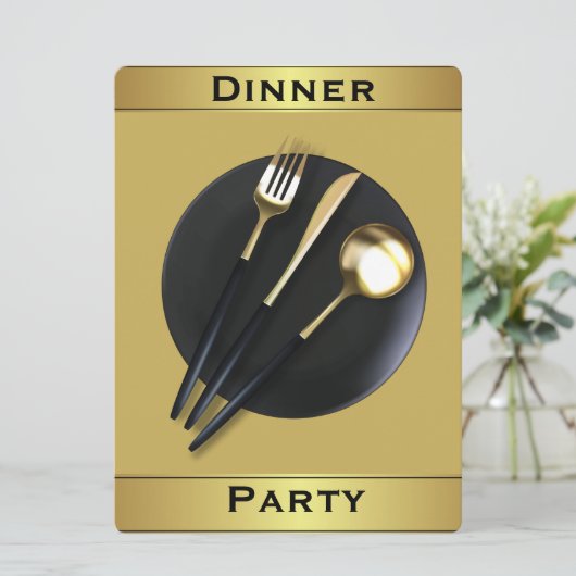 ディナープレート。ディナフォーマルーパーティの招待状 招待状 (スタンド正面)