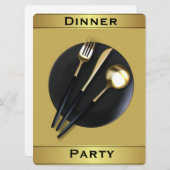 ディナープレート。ディナフォーマルーパーティの招待状 招待状 (正面/裏面)