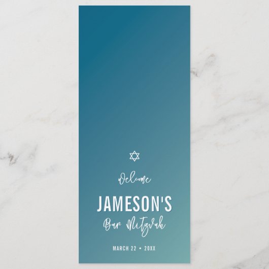 ディナーメニュモダンー星ブルーミントグラデーショングラデーション メニュー (裏面)