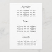 ディナーメニューカード、ダマスク メニュー (裏面)