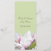 ディナーメニューカード、ピンクのリンゴの花。 メニュー (裏面)