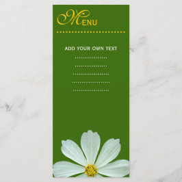ディナーメニューカード。白デイジー花 メニュー