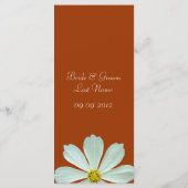 ディナーメニューカード。白デイジー花 メニュー (裏面)