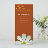 ディナーメニューカード。白デイジー花 メニュー (スタンド正面)