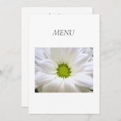 ディナーメニューカード。純白デイジー花 メニュー (正面/裏面)