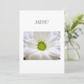 ディナーメニューカード。純白デイジー花 メニュー (スタンド正面)