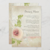 ディナーメニューヴィンテージ牡丹フラワーエレガントフローラ メニュー (正面/裏面)
