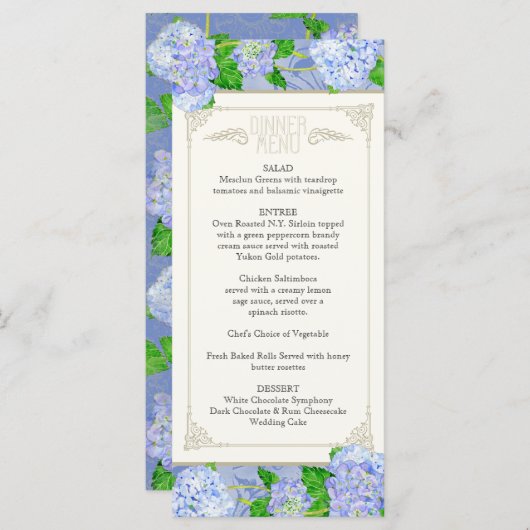 ディナーメニュー青あじさいレースフォーマルフローラ メニュー (正面/裏面)