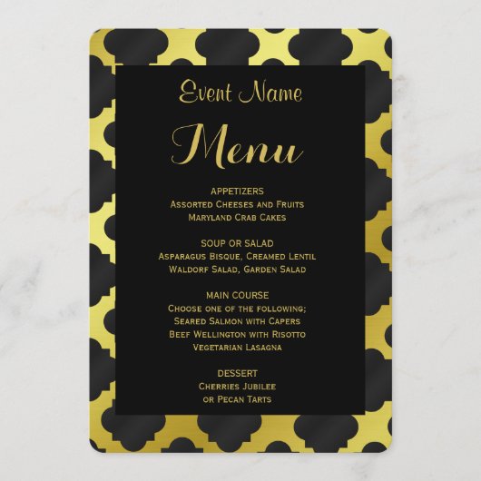 ディナーメニュー | 金ゴールドとブラッククローバー メニュー (正面)