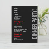 ディナーモダンパーティー白黒レッドテンプレート 招待状 (スタンド正面)