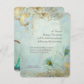 ディナーレセプション　ピーコックの羽根　エレガントなウェディング 招待状 (正面/裏面)