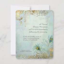 ディナーレセプション ピーコックの羽根 エレガントなウェディング 招待状